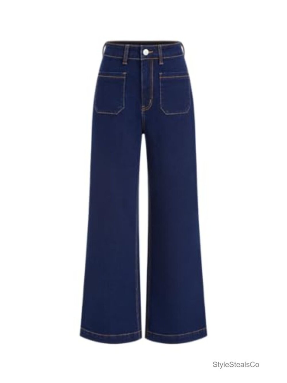 Wide Leg Cropped Jeans High Waist Stretchy Denim Flared Pants